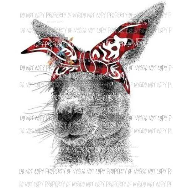 Kangaroo with Bandanna sublimation transfer Heat Transfer