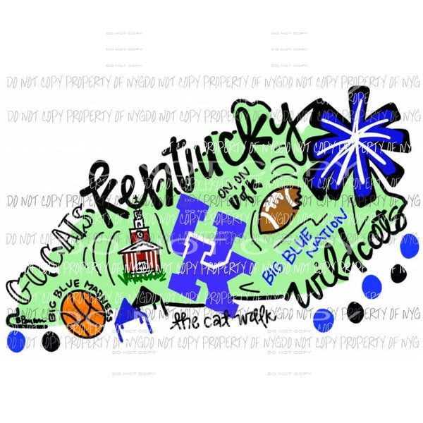 Kentucky state Hand Drawn Sublimation transfers Heat Transfer