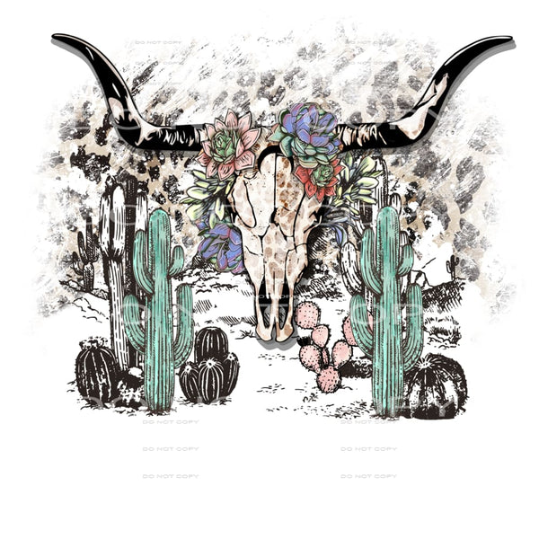 Leopard bull skull #294 Sublimation transfer - Heat Transfer