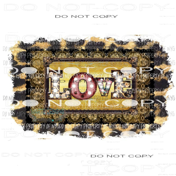 Leopard Cheetah Frame Love gold Sublimation transfers Heat Transfer