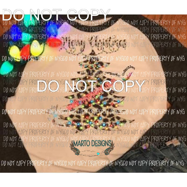 Leopard Christmas Tree Raglan 3 color choices shirt