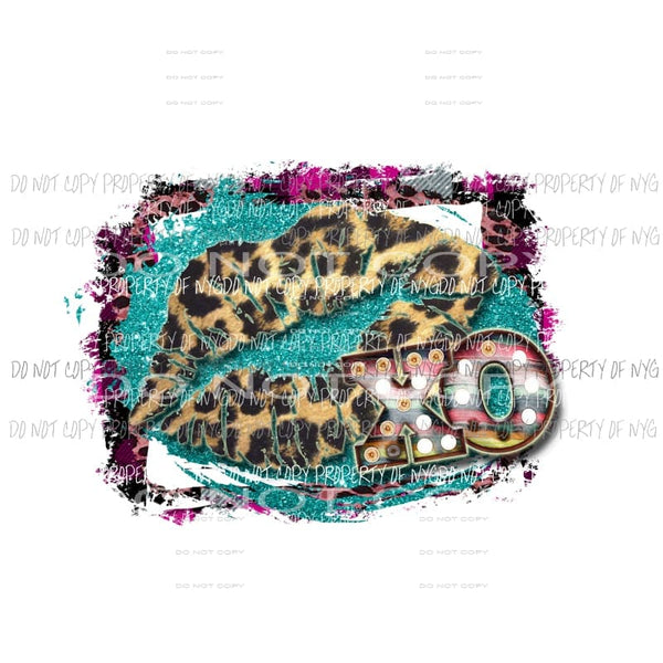 Leopard Lips #1 XO purple teal glitter Sublimation transfers Heat Transfer