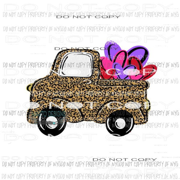Leopard Truck Hearts purple pink red Valentines Day Sublimation transfers Heat Transfer