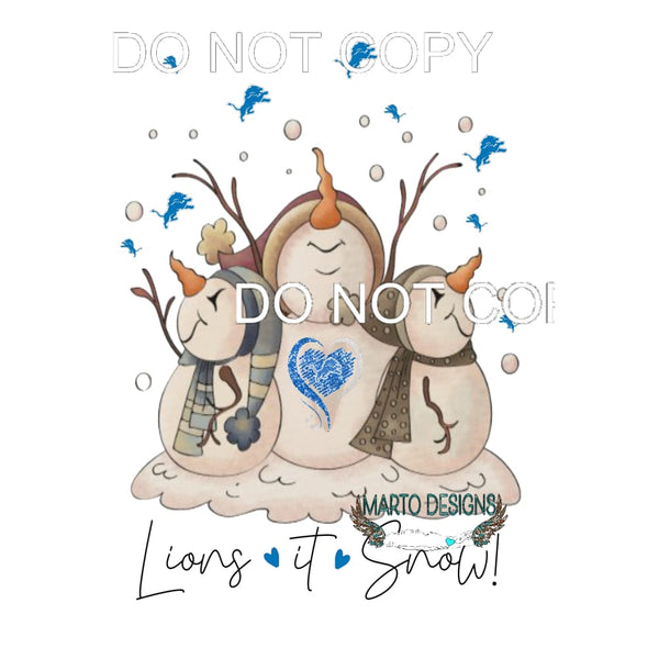 Lions It Snow Snowman Trio detroit Sublimation transfers