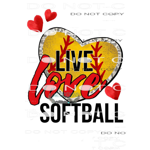 Live Love Softball Heart # 2818 Sublimation transfers