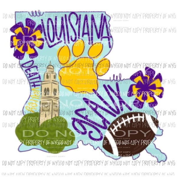 Louisiana State hand Drawn LSU #3 Sublimation transfers Heat Transfer