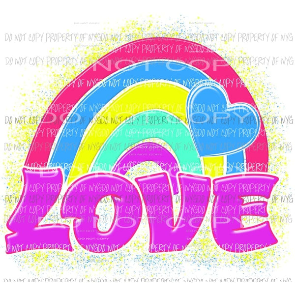 LOVE 80’s Rainbow love heart Sublimation transfers Heat Transfer
