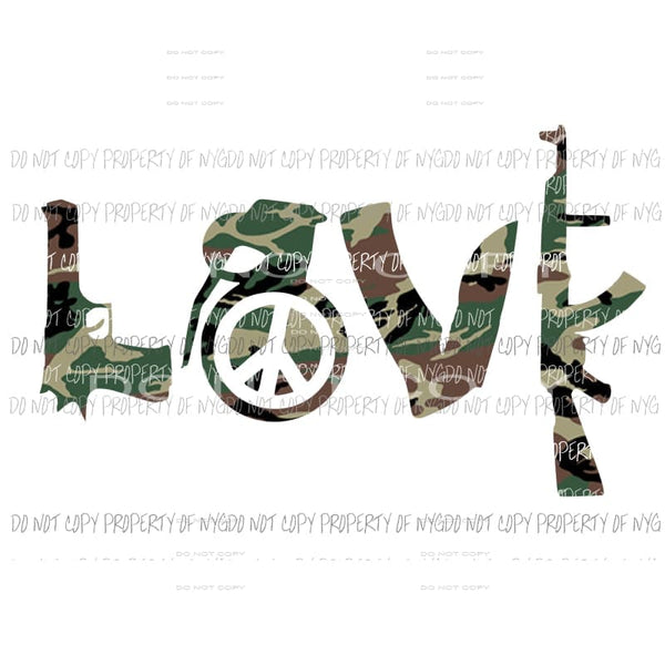 LOVE Ammo Guns #2 camo Sublimation transfers Heat Transfer