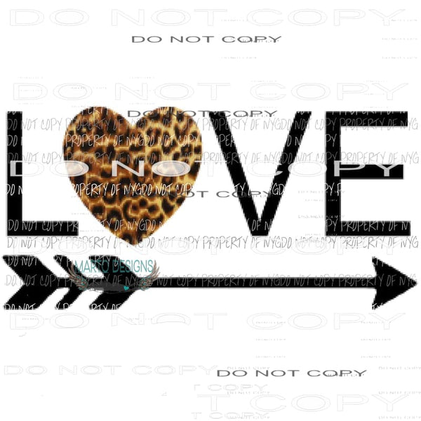 LOVE arrow Heart Leopard Sublimation transfers Heat Transfer