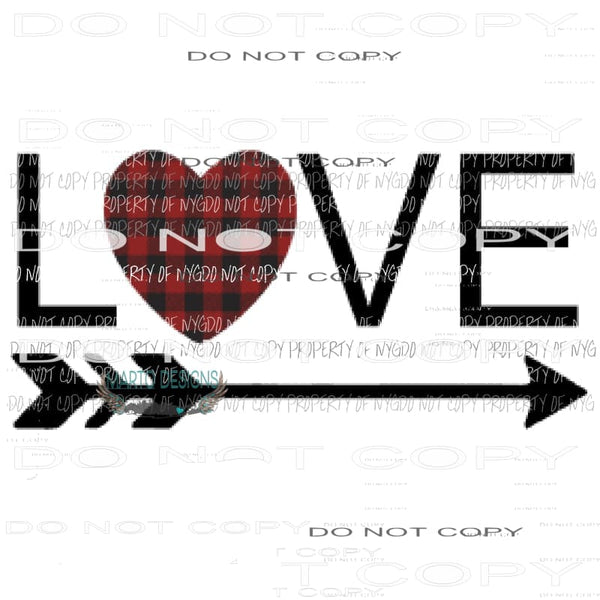 LOVE arrow Heart plaid Sublimation transfers Heat Transfer