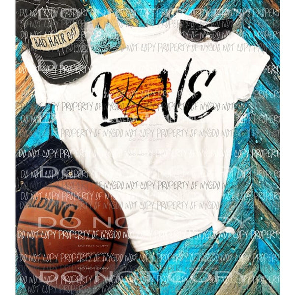 Love basketball word heart Sublimation transfers Heat Transfer