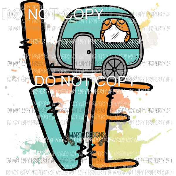 LOVE Camper #3 splatter stacked Sublimation transfers Heat Transfer