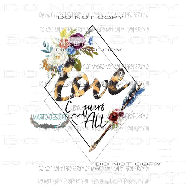 Love Conquers All arrow flows diamond shape Valentines Sublimation transfers Heat Transfer