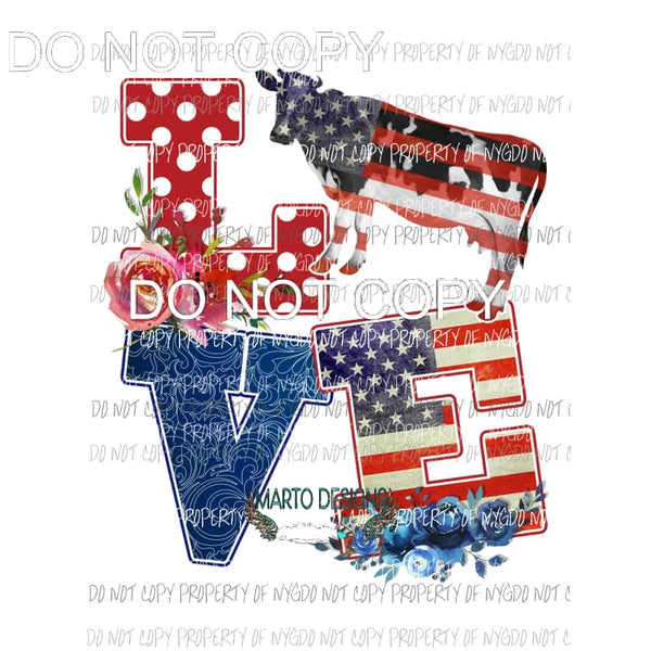 LOVE cow Sublimation transfers Heat Transfer