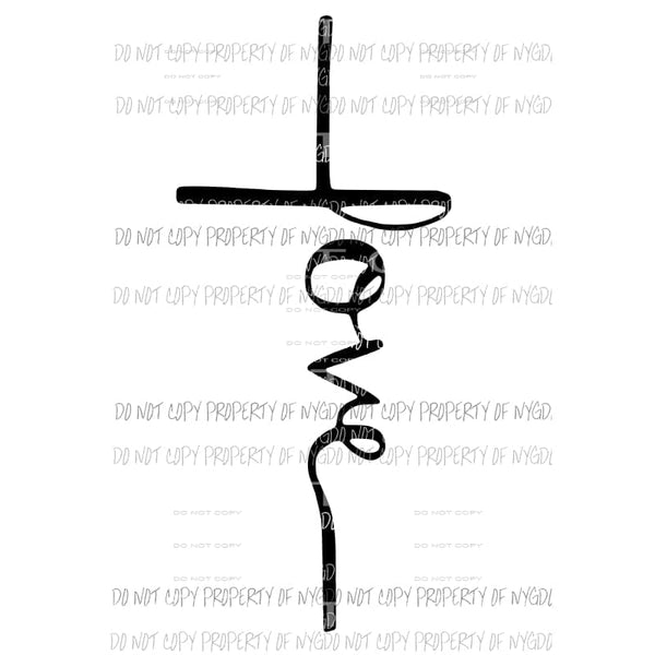 Love Cross Black Sublimation transfers Heat Transfer