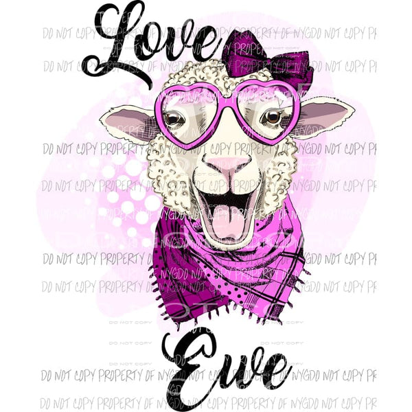 Love Ewe purple Sublimation transfers Heat Transfer