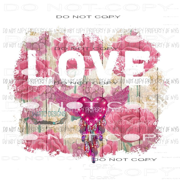 LOVE floral heart dream catcher Sublimation transfers Heat Transfer