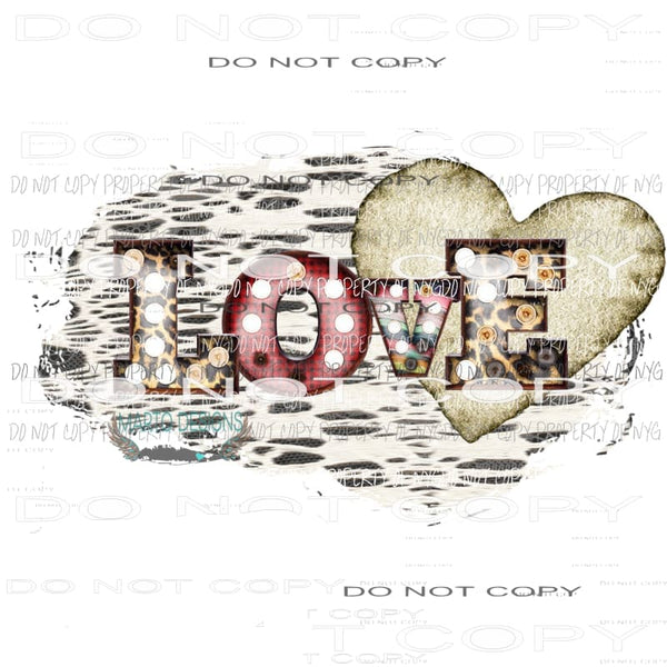 LOVE heart leopard marquee Sublimation transfers Heat Transfer