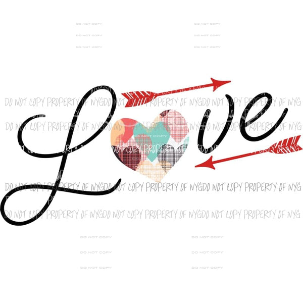 Love red arrows heart Sublimation transfers Heat Transfer