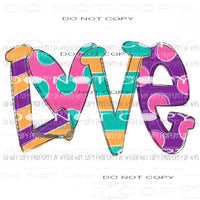 LOVE stripes polka dots purple pink teal Sublimation transfers Heat Transfer