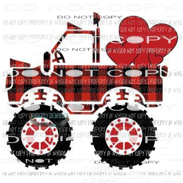 Love Truck Plaid Sublimation transfers Heat Transfer
