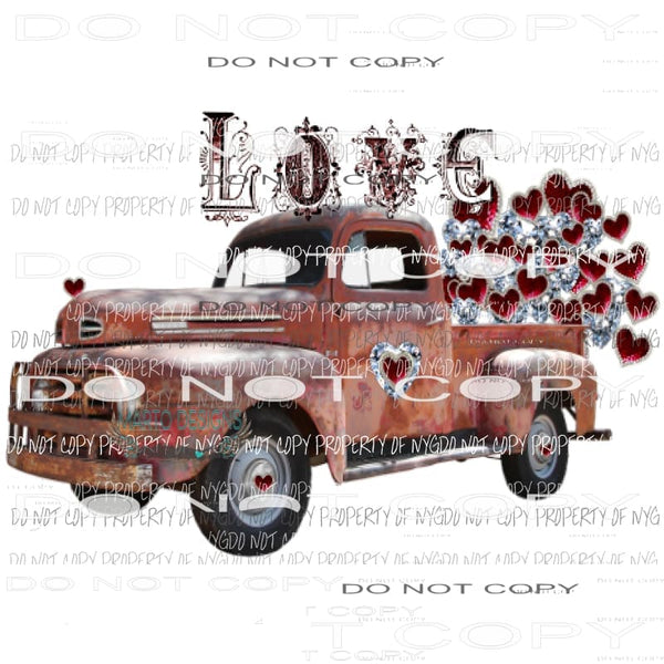 Love Truck with word love Sublimation transfers Heat Transfer