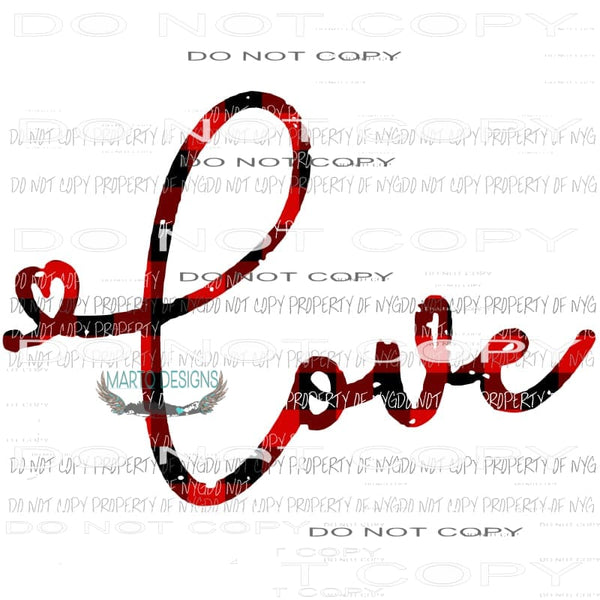 love word plaid red Sublimation transfers Heat Transfer