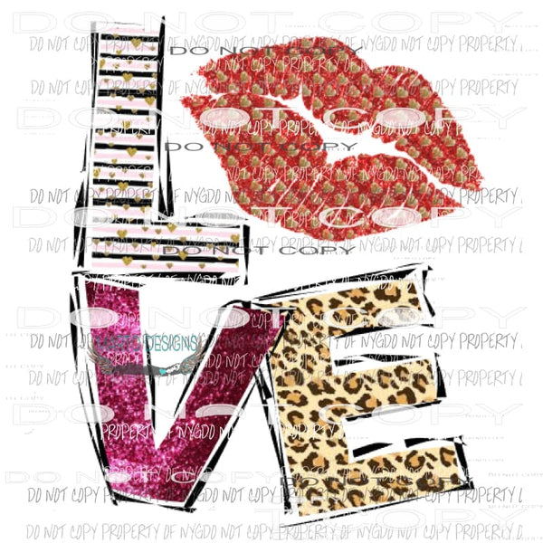 Love word with lips Sublimation transfers Heat Transfer