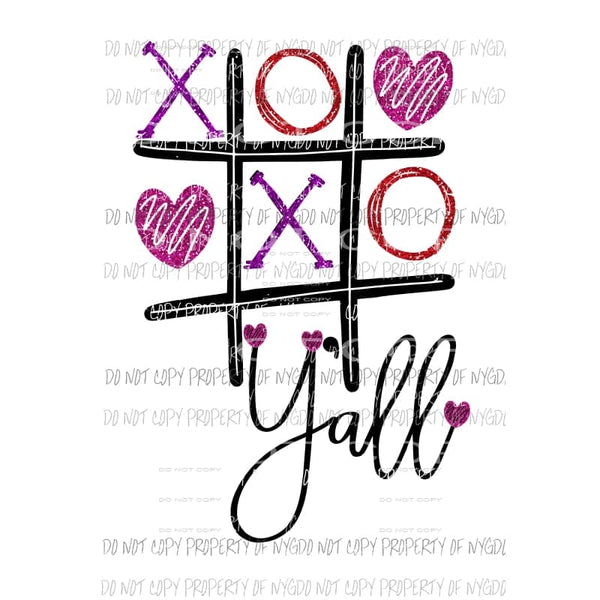 Love yall XOXO tic tac toe Sublimation transfers Heat Transfer