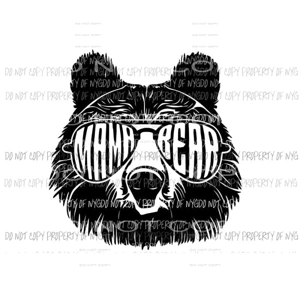 Mama Bear Glasses Black Sublimation transfers Heat Transfer