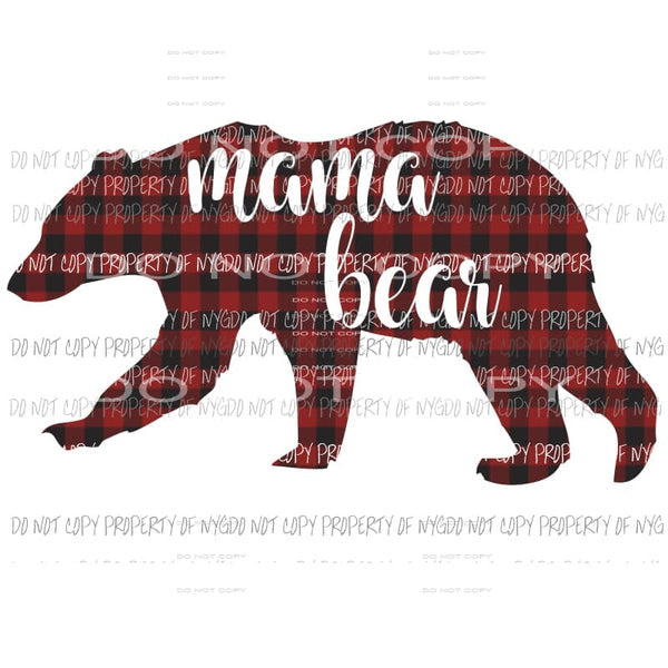 Mama Bear Plaid Sublimation transfers Heat Transfer