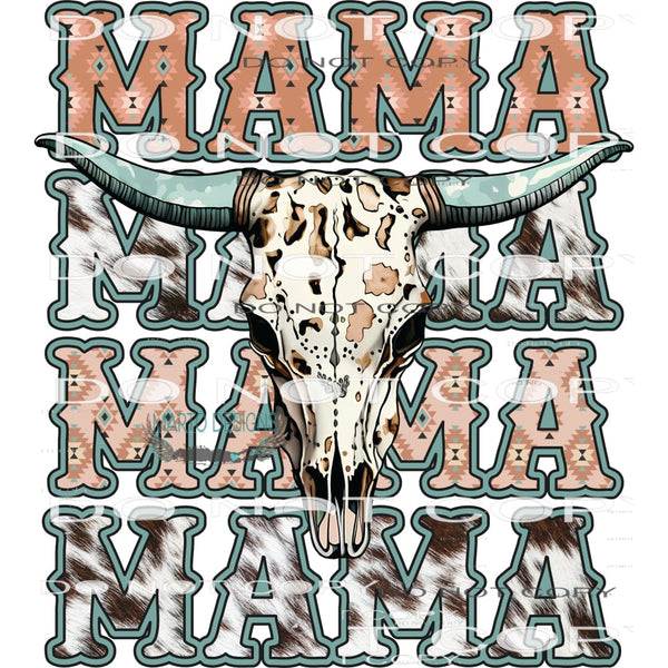 mama bull skull # 1830 Sublimation transfers - Heat