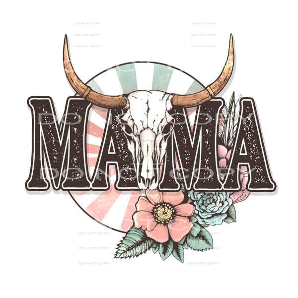 Mama bull skull # 395 Sublimation transfers - Heat Transfer
