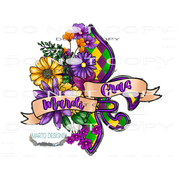 Mardi Gras Flower #9814 Sublimation transfers - Heat