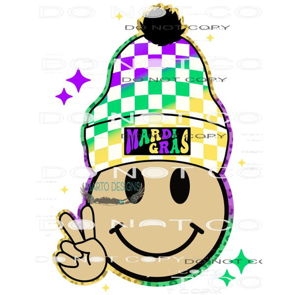 Mardi Gras Smiley #8994 Sublimation transfers - Heat