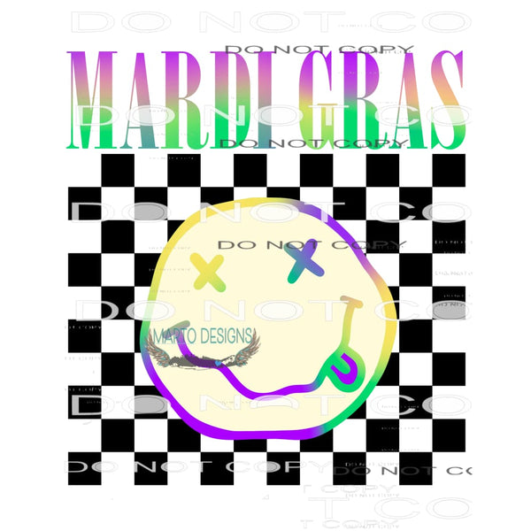 Mardi Gras Smiley #8995 Sublimation transfers - Heat