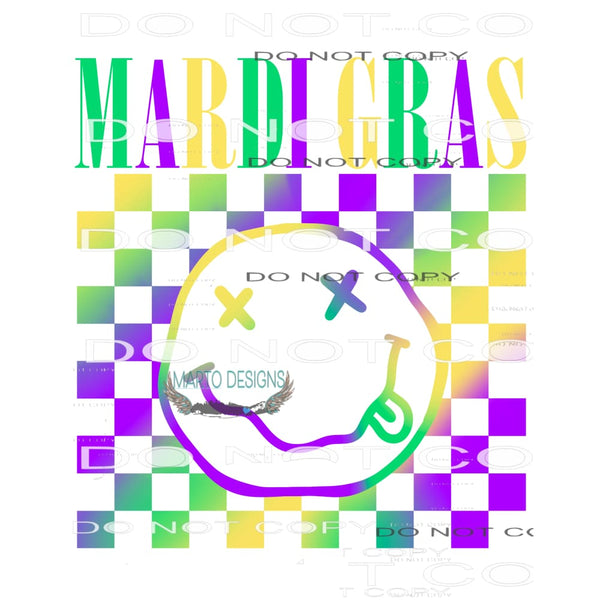 Mardi Gras Smiley #8997 Sublimation transfers - Heat