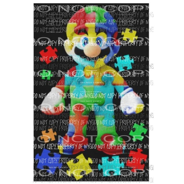 Mario Autism 2 Sublimation transfers Heat Transfer
