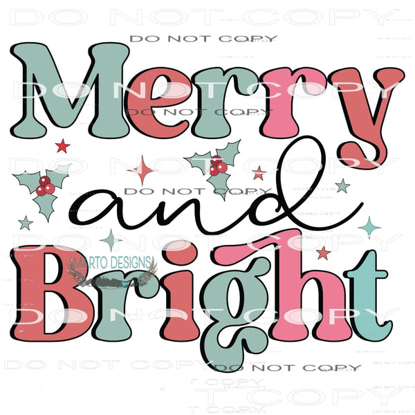 Merry And Bright #7815 Sublimation transfers - Heat Transfer