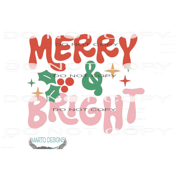Merry And Bright #7880 Sublimation transfers - Heat Transfer