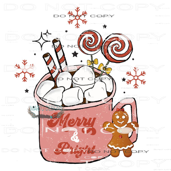 Merry And Bright #8017 Sublimation transfers - Heat Transfer