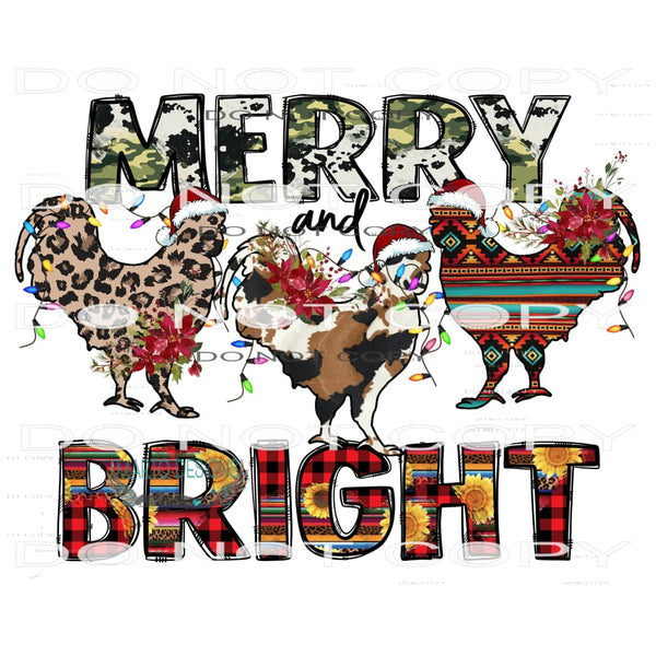 Merry And Bright #8089 Sublimation transfers - Heat Transfer