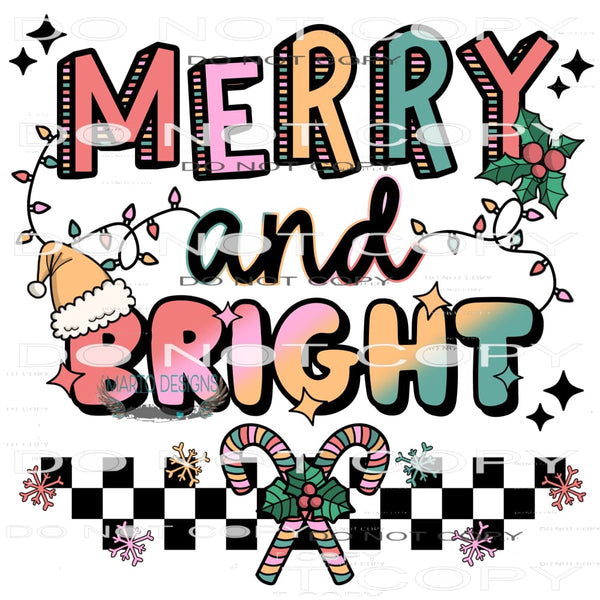 Merry And Bright #8417 Sublimation transfers - Heat Transfer