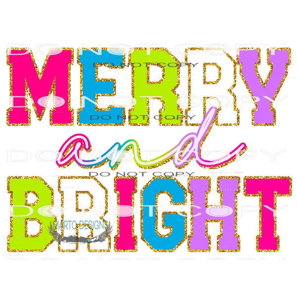 Merry And Bright #8433 Sublimation transfers - Heat Transfer