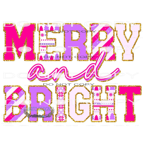 Merry And Bright #8453 Sublimation transfers - Heat Transfer