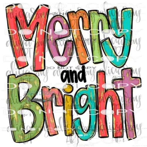 Merry And Bright #8471 Sublimation transfers - Heat Transfer