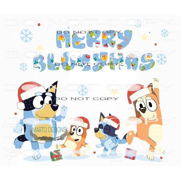 Merry Blueymas #7565 Sublimation transfers - Heat Transfer