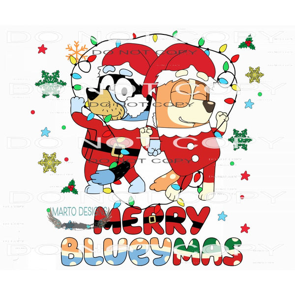 Merry Blueymas #7566 Sublimation transfers - Heat Transfer