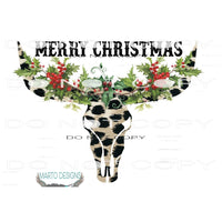 merry Christmas Bull Skull # 112 Sublimation transfers -