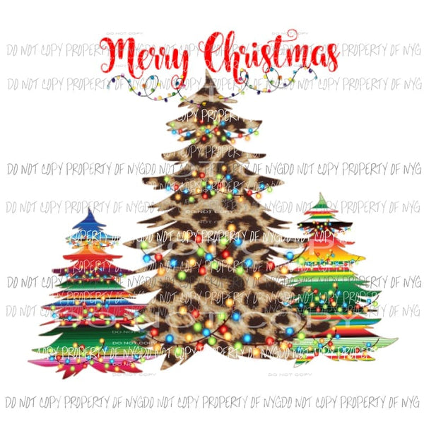 Merry Christmas Leopard and serape tree Sublimation transfers Heat Transfer